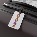 002 Pickleball Court ID - Luggage Tag with Leather Strap & Buckle - White with Pastel Psychedelic Numbers - Image 2 - PeaMacTees