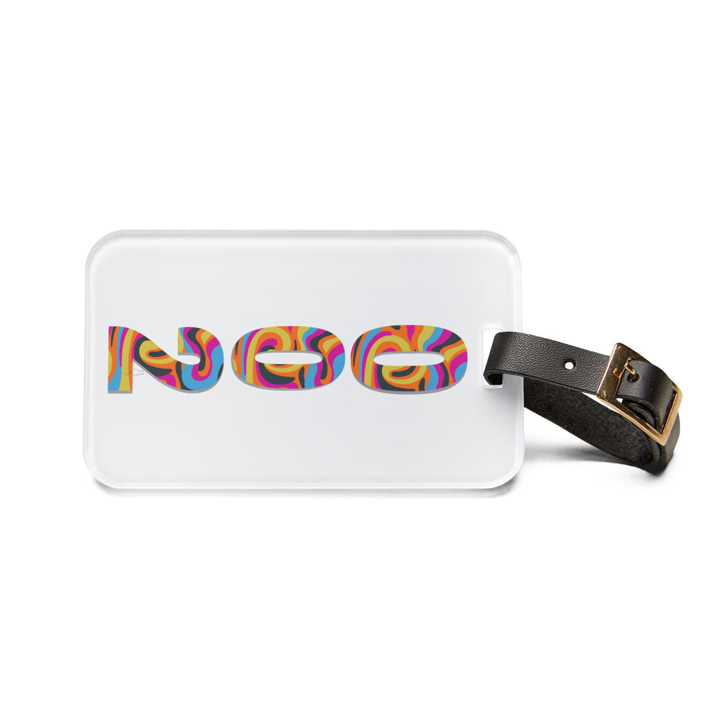 002 Pickleball Court ID - Luggage Tag with Leather Strap & Buckle - White with Pastel Psychedelic Numbers - Image 4 - PeaMacTees