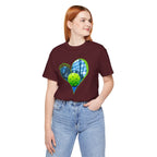 White pickleball T-shirt for players and fans with "My Heart Belongs to Pickleball" print, casual fit, by Printify.