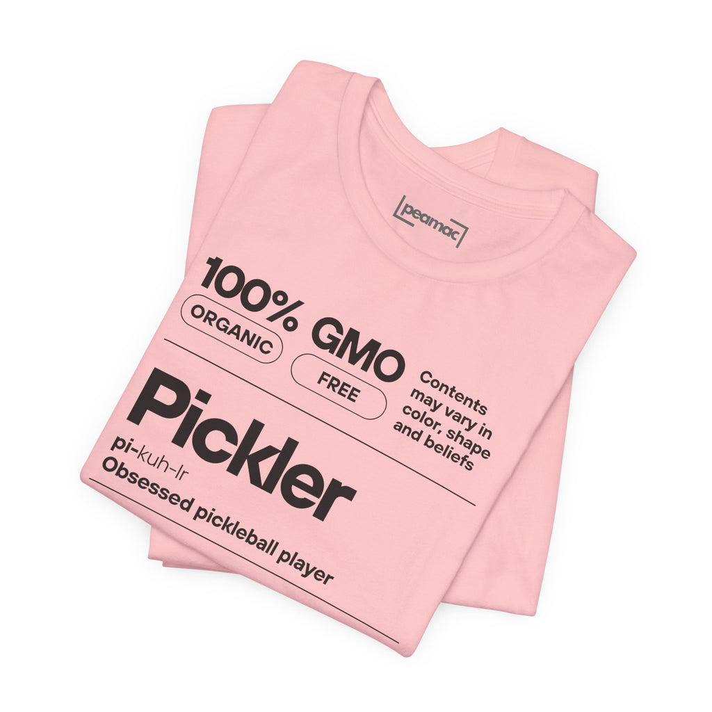 Women's Pickler Funny Definitions T-Shirt by Printify featuring black text, lightweight activewear perfect for pickleball enthusiasts.