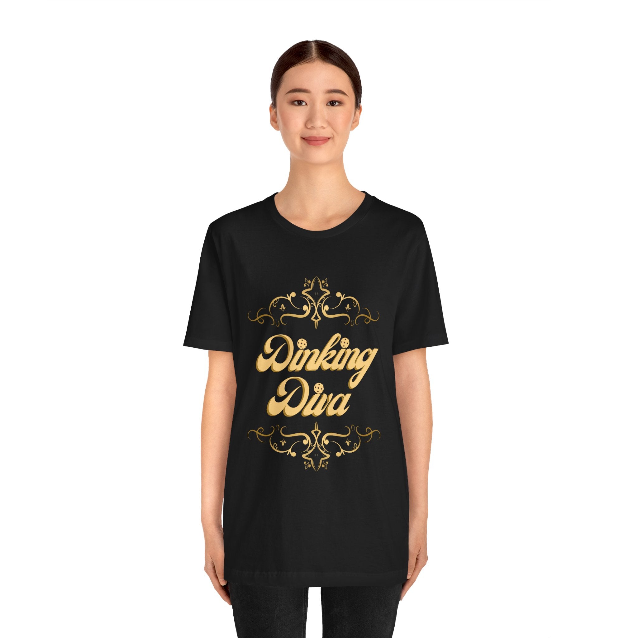 Dinking Diva Pickleball Tee | Gold Filigree Design, Elegant & Soft Sports T-shirt | 8 colors - Sizes Small to 3XL | Gift for Players