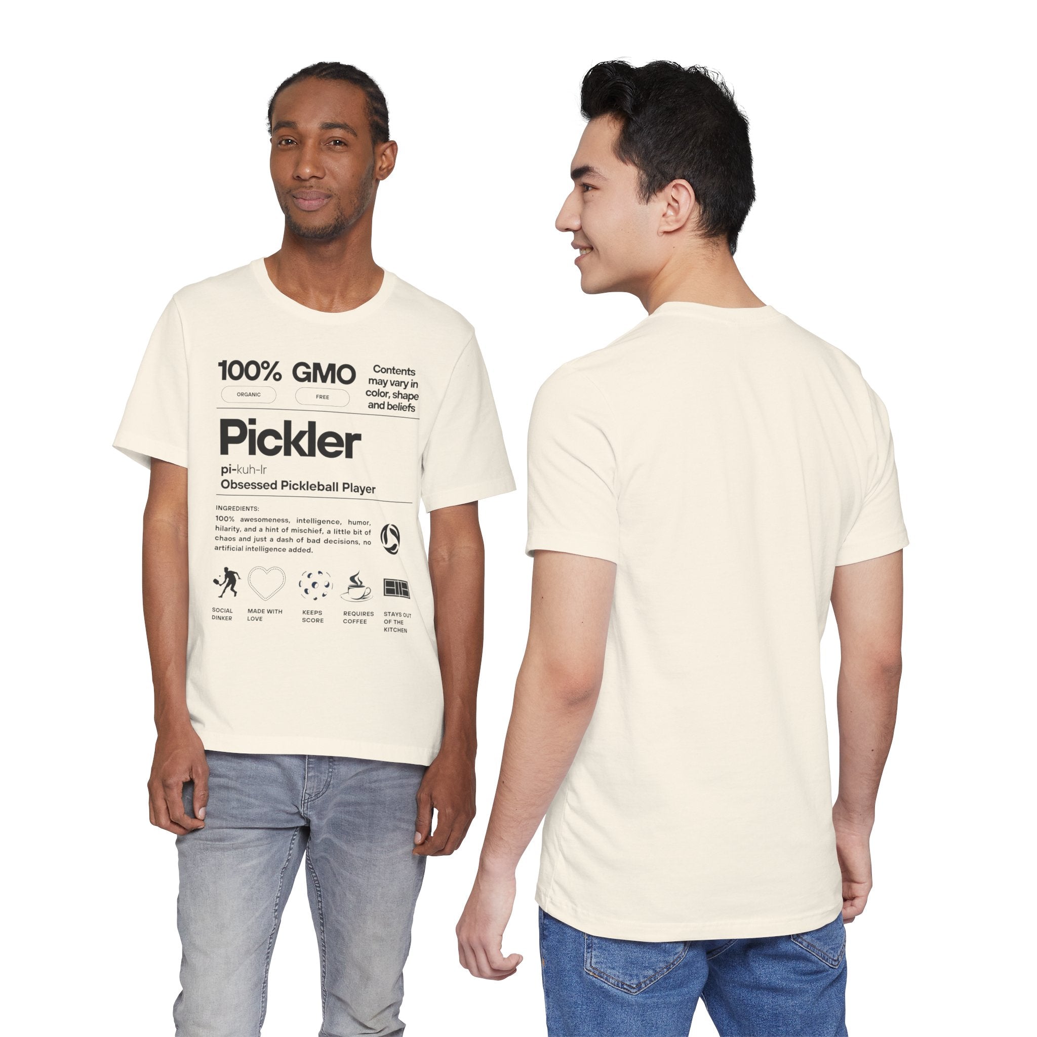 Men's black Pickler Funny Definitions T-Shirt with pickleball graphics, lightweight activewear by Printify.