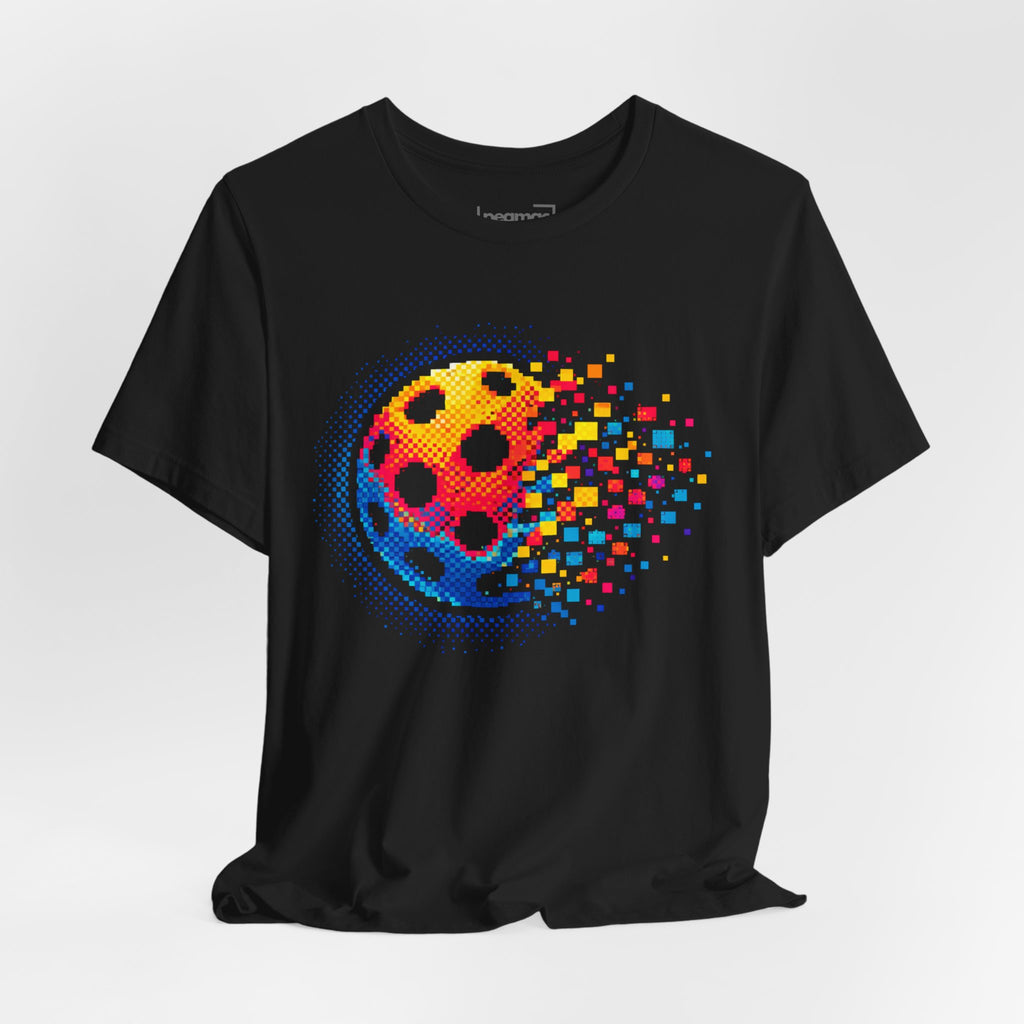 Matrix Burst Pickleball Tee by Printify featuring a retro court graphic design on a comfortable T-shirt.
