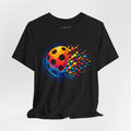 Matrix Burst Pickleball Tee by Printify featuring a retro court graphic design on a comfortable T-shirt.