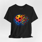Matrix Burst Pickleball Tee by Printify featuring a retro court graphic design on a comfortable T-shirt.
