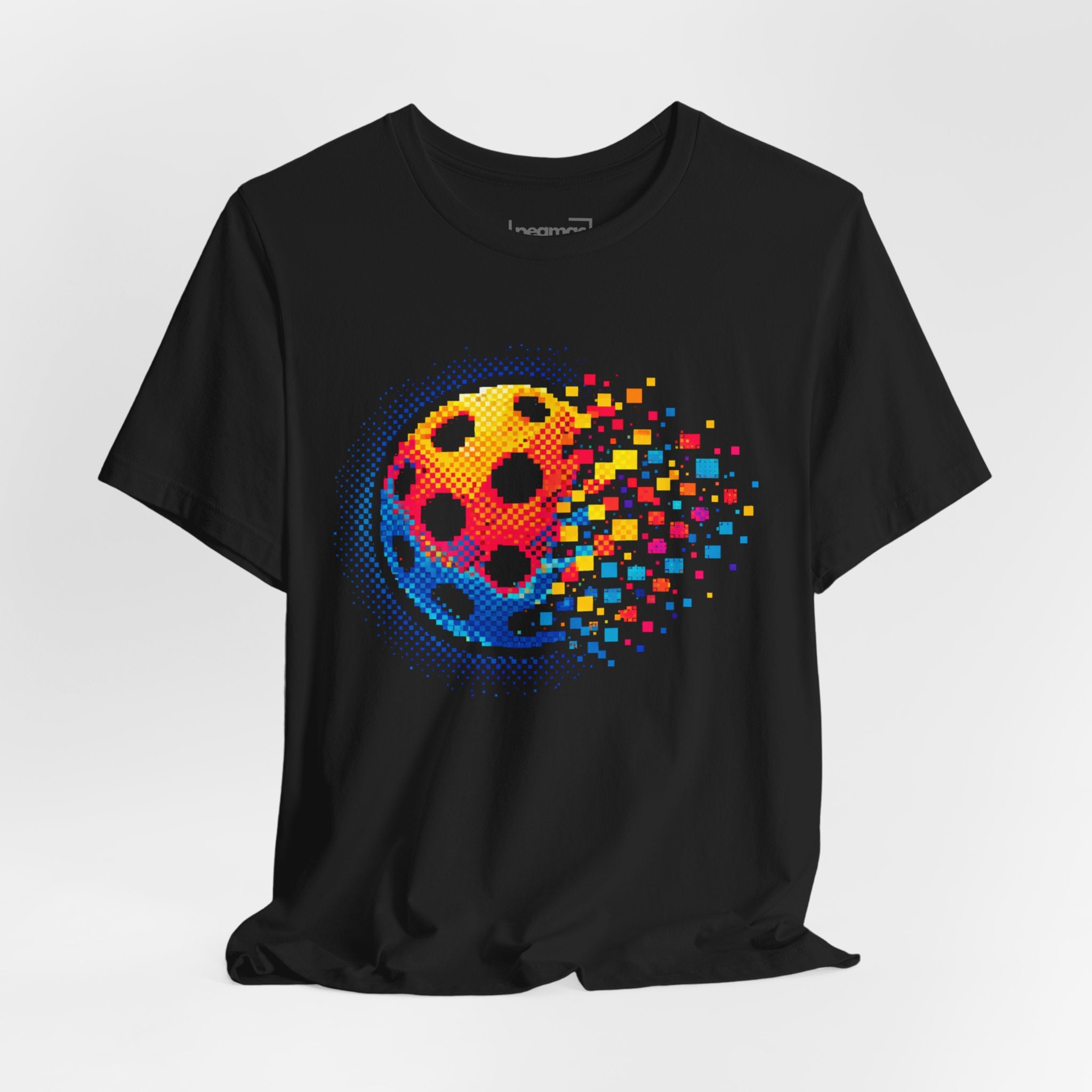 Matrix Burst Pickleball Tee by Printify featuring a retro court graphic design on a comfortable T-shirt.