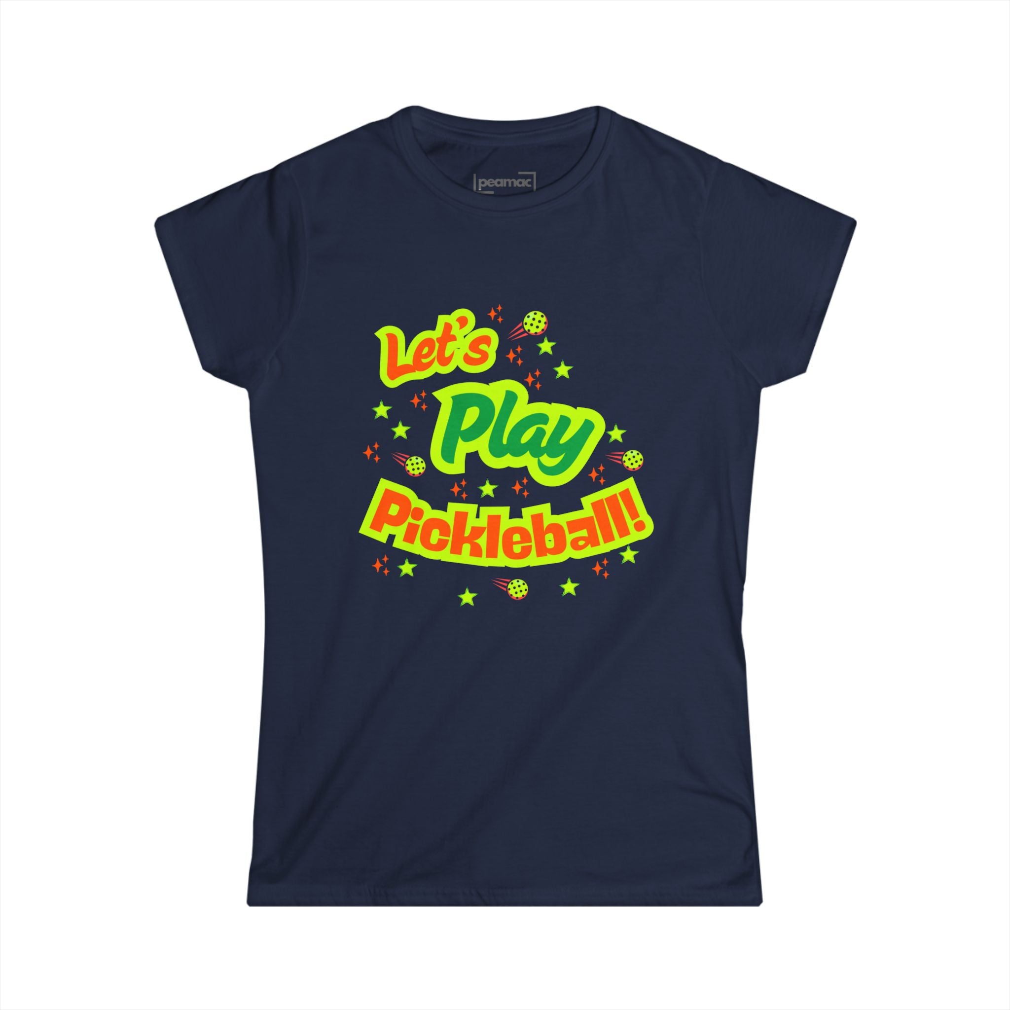 Women's Neon Let's Play Pickleball T-Shirt |  | Soft & Comfy Cotton Tee | Vibrant Active Sport Graphic Shirt | Player Gift