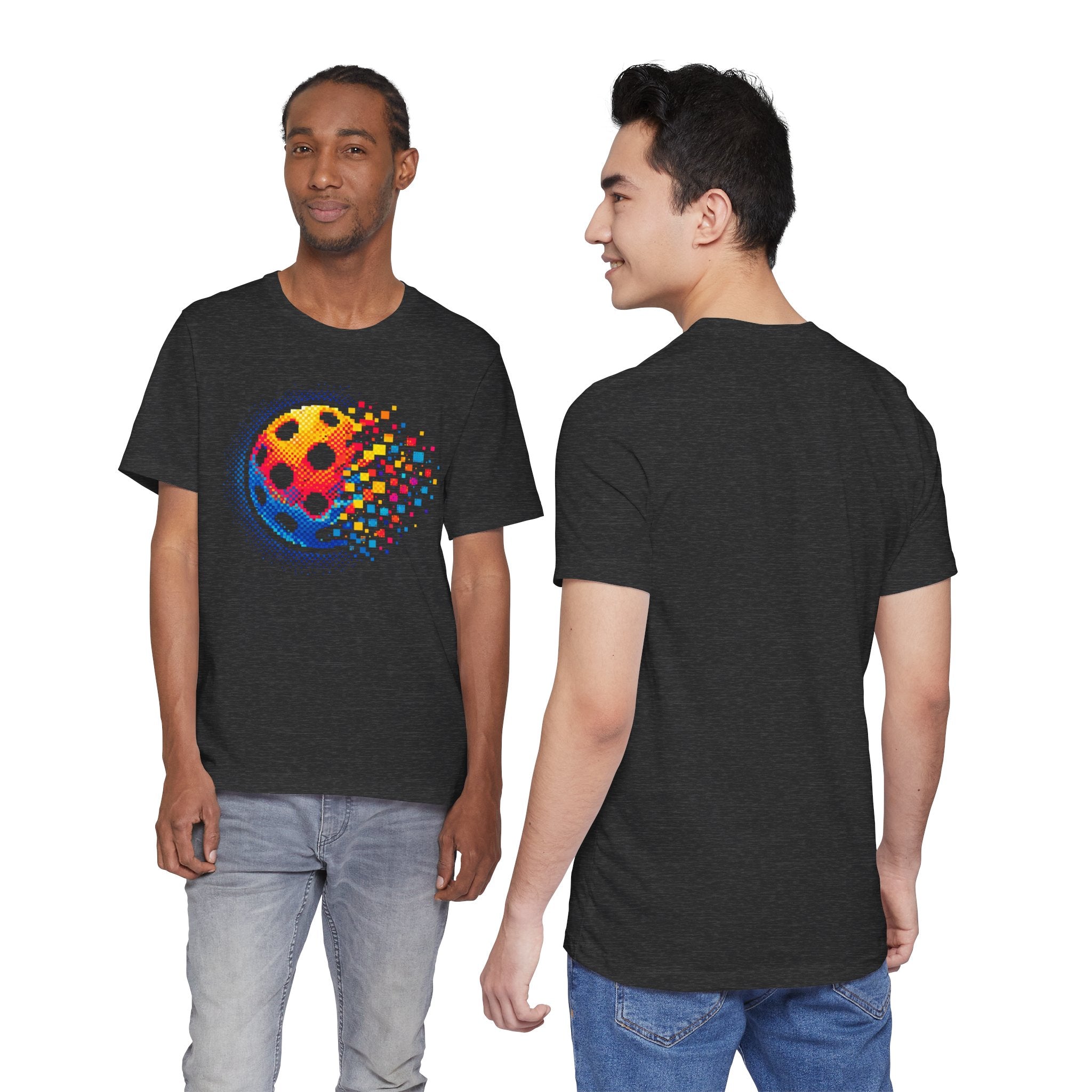 Matrix Burst Pickleball Tee, retro court graphic T-shirt by Printify, featuring vibrant pickleball-inspired artwork on soft fabric.
