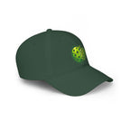 Neon green low profile cotton baseball hat with Matrix Burst Pickleball Cap logo, casual sports style, Printify brand.