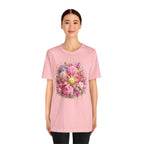 Peony Pickleball T-Shirt by Printify, unisex cotton tee featuring a colorful peony pickleball design on a casual shirt.