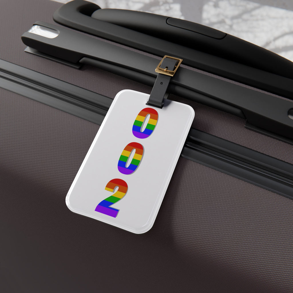 Pickleball court ID luggage tag by Printify featuring Pride colors, durable accessories for travel and identification.