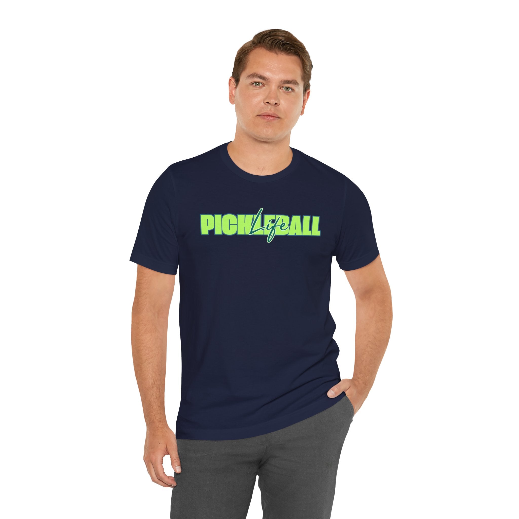 Pickleball Life Unisex T-Shirt — Bold Green & Blue Graphic Tee-PeaMac Tees