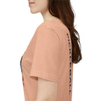 Women's retro-inspired pickleball T-shirt with vertical "PICKLEBALL" back print, by Printify, casual sportswear.