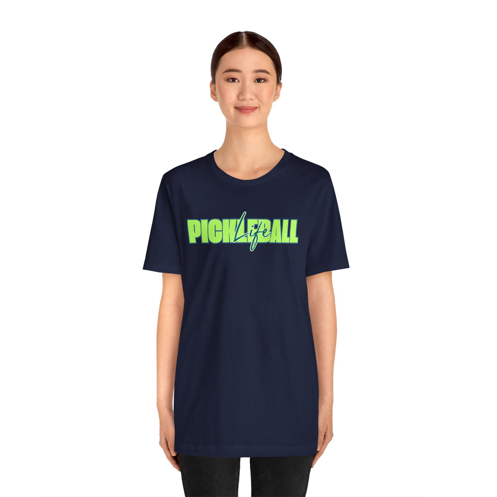 Pickleball Life Unisex T-Shirt — Bold Green & Blue Graphic Tee-PeaMac Tees