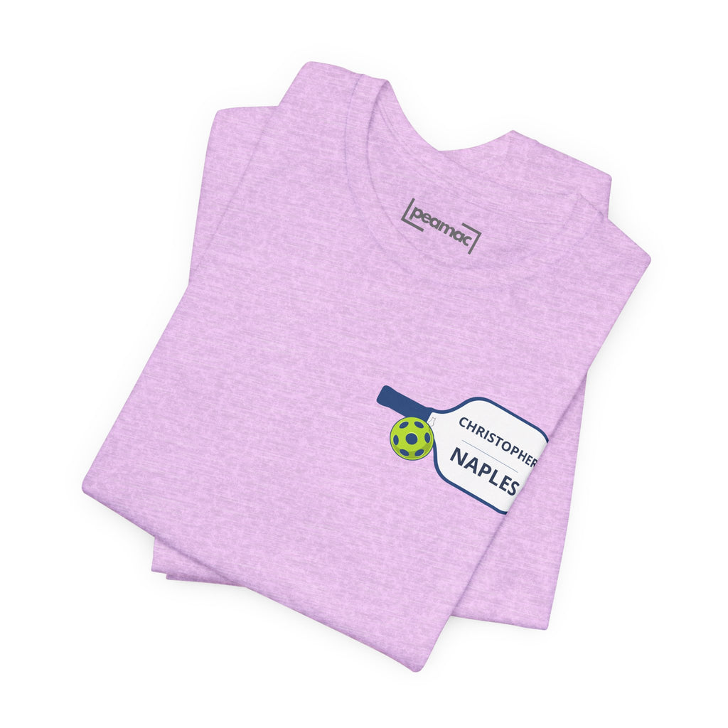 Personalized Pickleball T-Shirt | Custom Name & City Paddle Tee - Product Photo - PeaMacTees