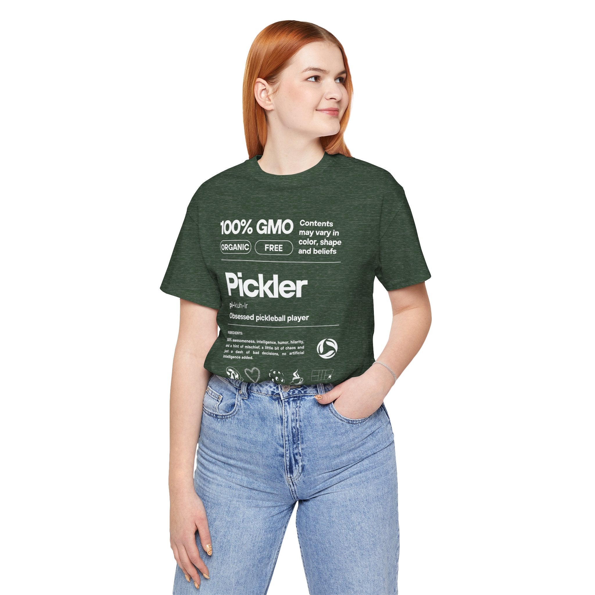 Women's Pickler Funny Definitions T-Shirt featuring white text, lightweight activewear, perfect for pickleball enthusiasts.