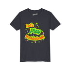 Kids' neon pink pickleball graphic T-shirt from Printify featuring playful "Let's Play Pickleball!" design for youth.