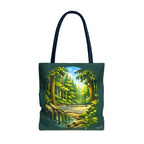 Large Bainbridge Island inspired pickleball tote bag by Printify featuring Pacific Northwest forest court design and spacious shoulder bag style.