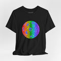 Rainbow glitter pickleball pride T-shirt with "Loud and Proud" print, featuring vibrant rainbow colors and a sporty fit.
