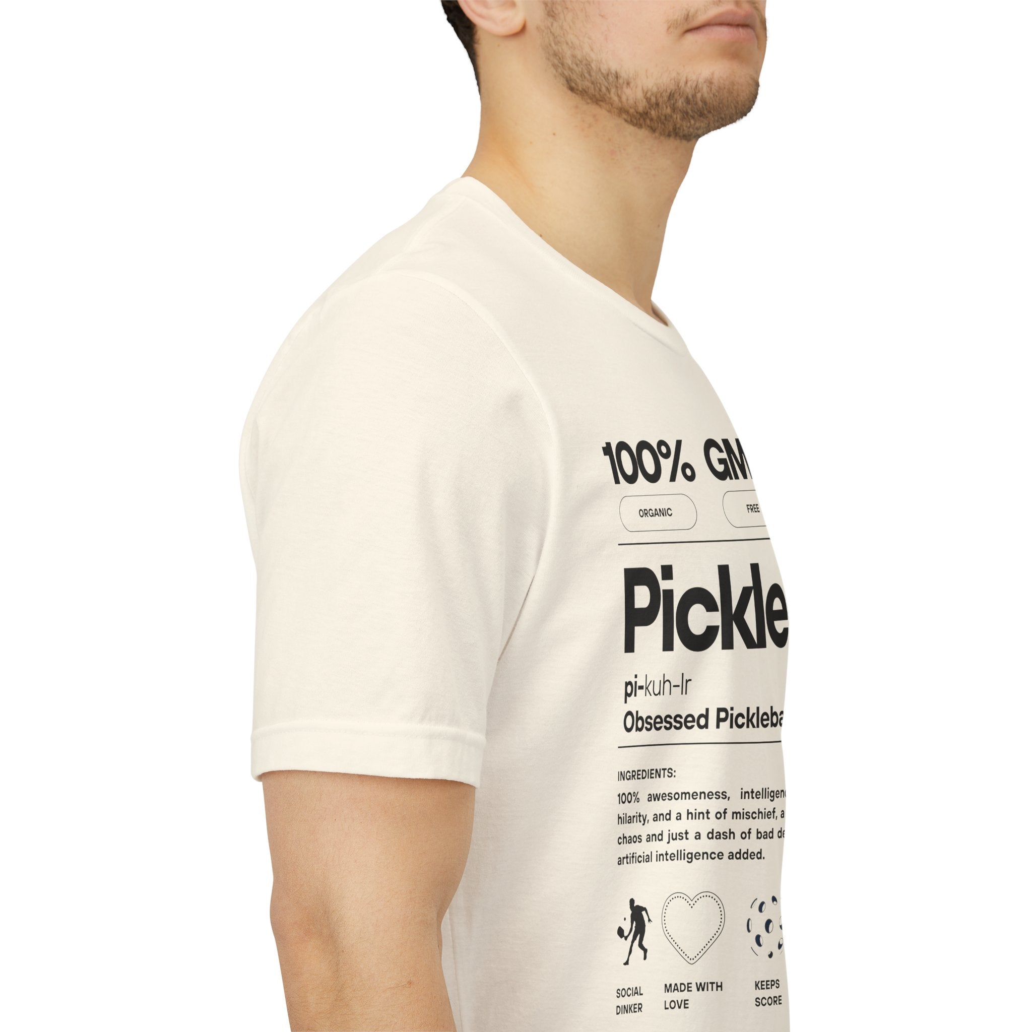 Men's black Pickler Funny Definitions T-shirt featuring pickleball-themed text, lightweight activewear by Printify.