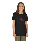 Kids' Youth Pickleball Tee by Printify featuring a heartbeat design and "Let's Play Pickleball" slogan, made for active children.
