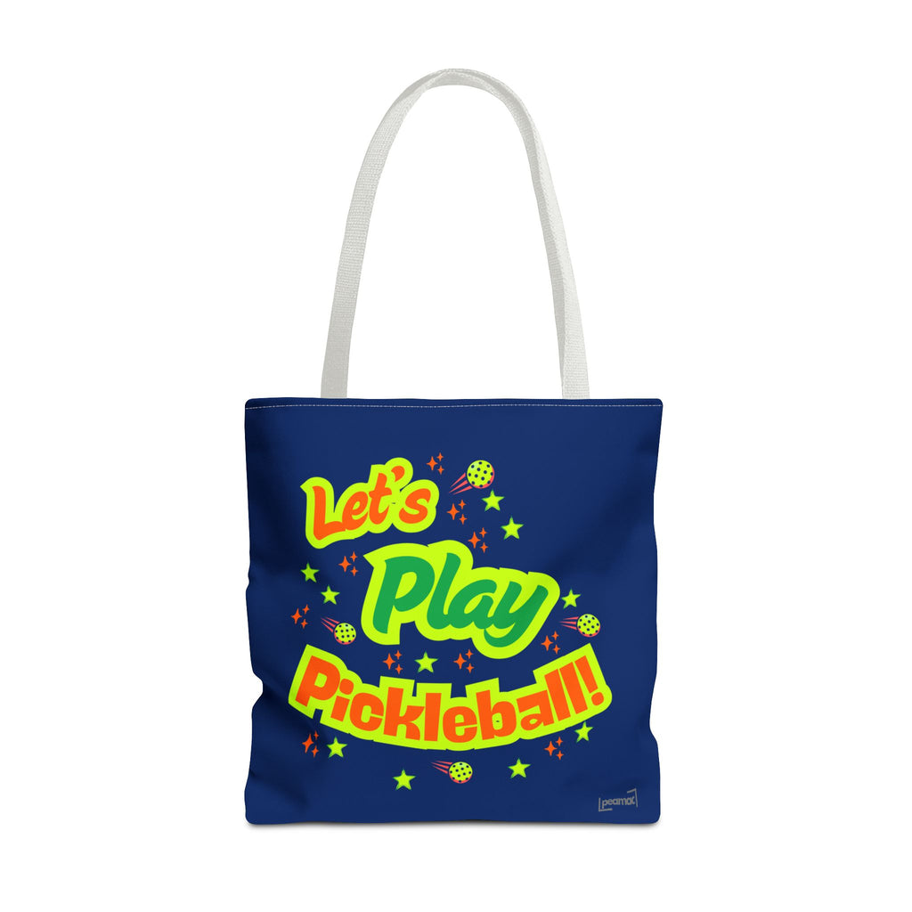 Large navy Printify Pickleball tote bag with shoulder straps, perfect for carrying sports gear and personal items.
