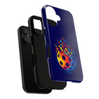Matrix Burst Pickleball phone case by Printify for iPhone, Samsung, and Google Pixel, featuring a colorful pickleball design.