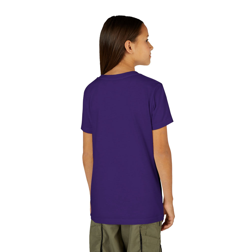 Youth Dinking Diva T-shirt featuring a gold filagree graphic, perfect for kids' pickleball-themed casual wear by Printify.