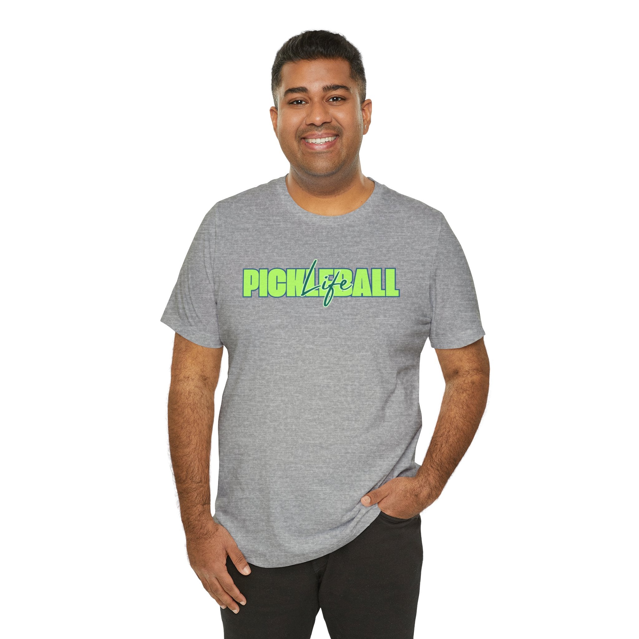 Pickleball Life Unisex T-Shirt — Bold Green & Blue Graphic Tee-PeaMac Tees