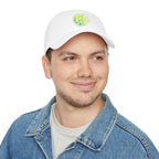 Neon green Matrix Burst Pickleball Cap, low profile cotton baseball hat with curved brim and adjustable strap, Printify brand.