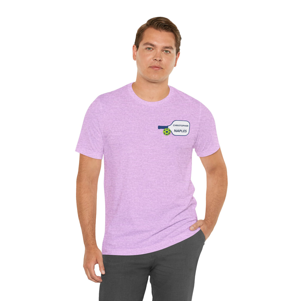 Personalized Pickleball T-Shirt | Custom Name & City Paddle Tee - Product Photo - PeaMacTees