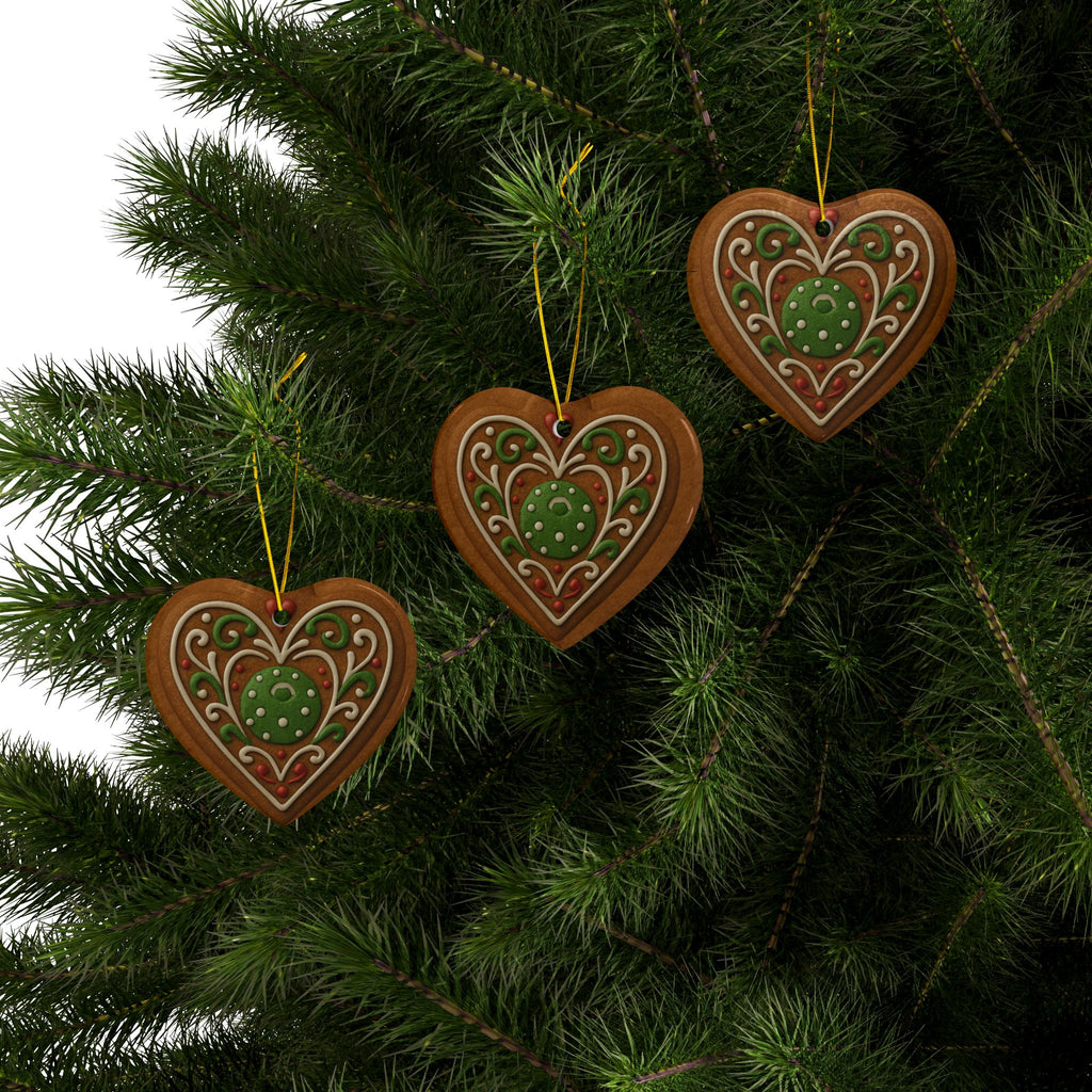 Decorative pickleball-themed Christmas ornaments in gingerbread style, featuring four festive holiday shapes for home decor.