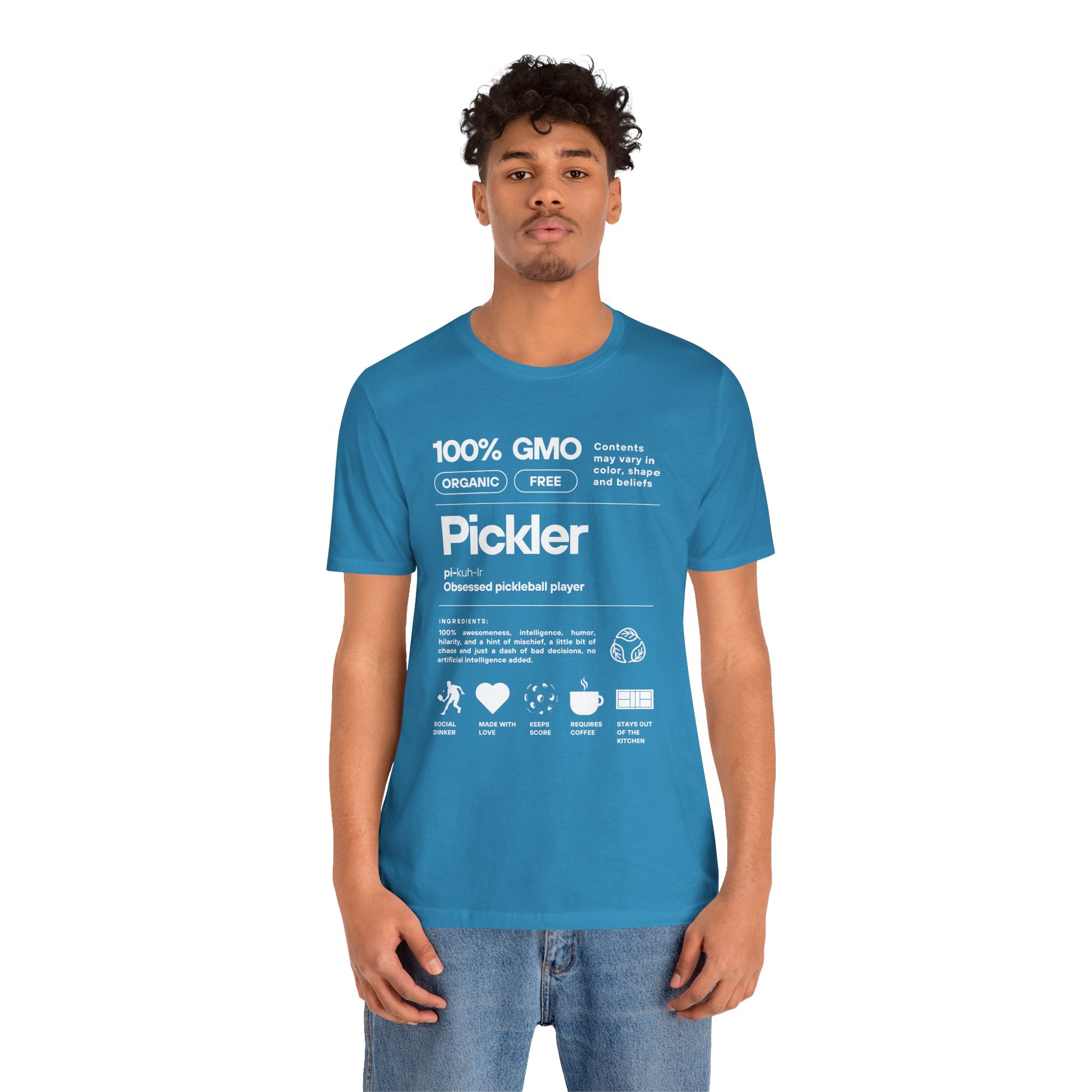 Men's Pickler Funny Definitions T-Shirt by Printify, lightweight activewear with white pickleball-themed text on a casual T-shirt.