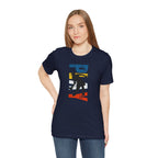 Women's retro-inspired pickleball T-shirt with vertical "PICKLEBALL" back print, made by Printify, featuring a stylish casual design.