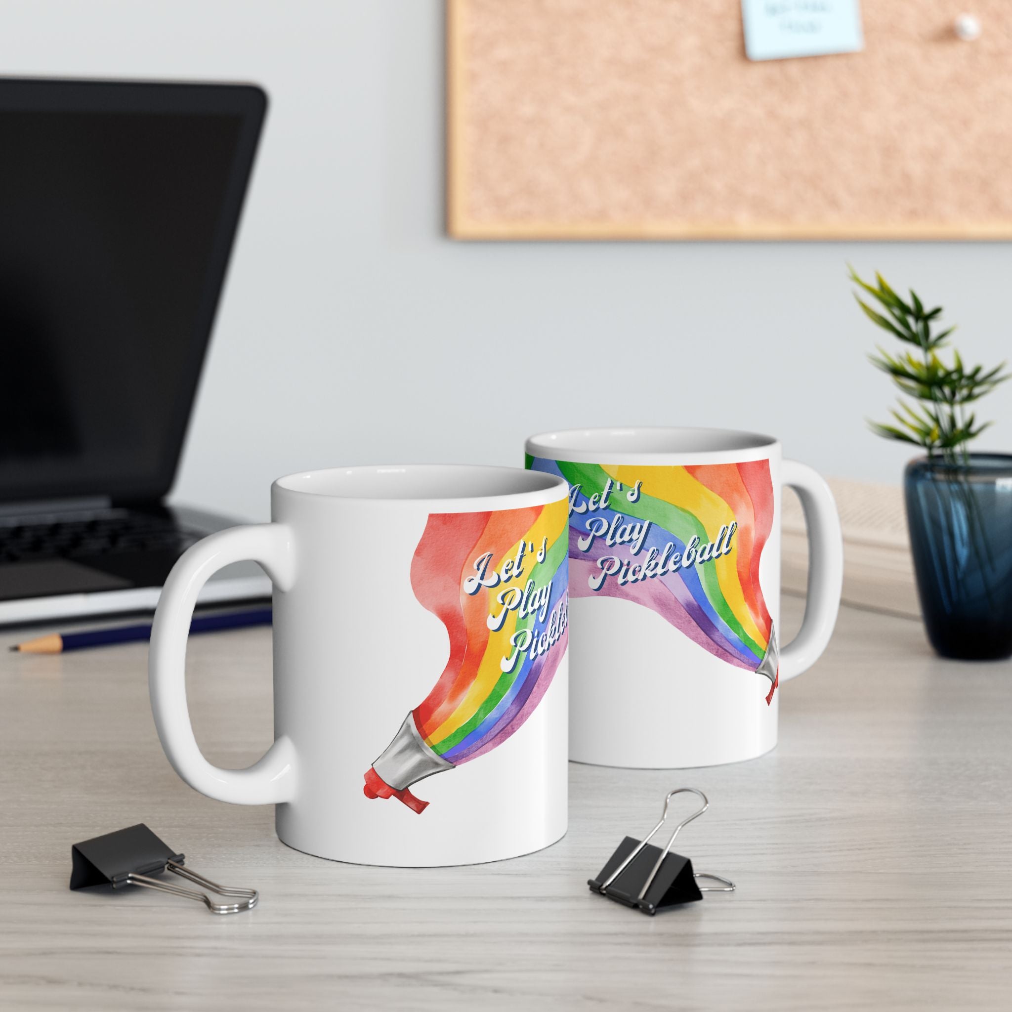 Let's Play Pickleball Rainbow Mug | Loud & Proud 11oz and 15oz | Pride-ware, LGBTQ2 Boutique