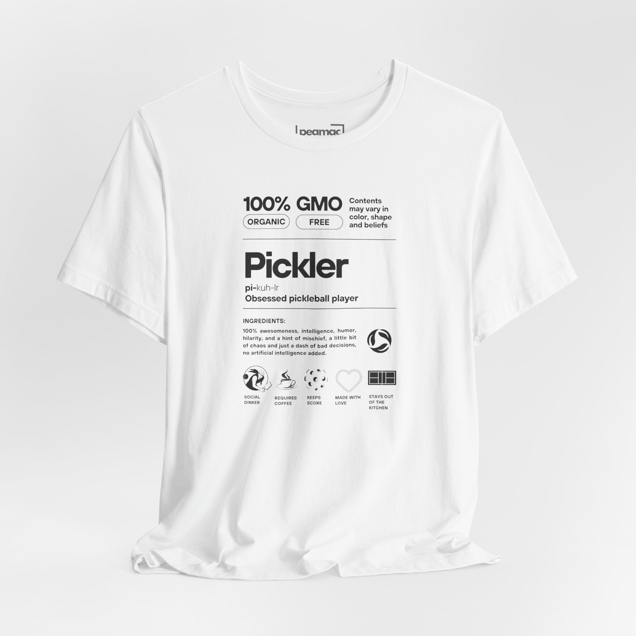 Women's Pickler Funny Definitions T-Shirt featuring black text, lightweight activewear, perfect for pickleball enthusiasts.