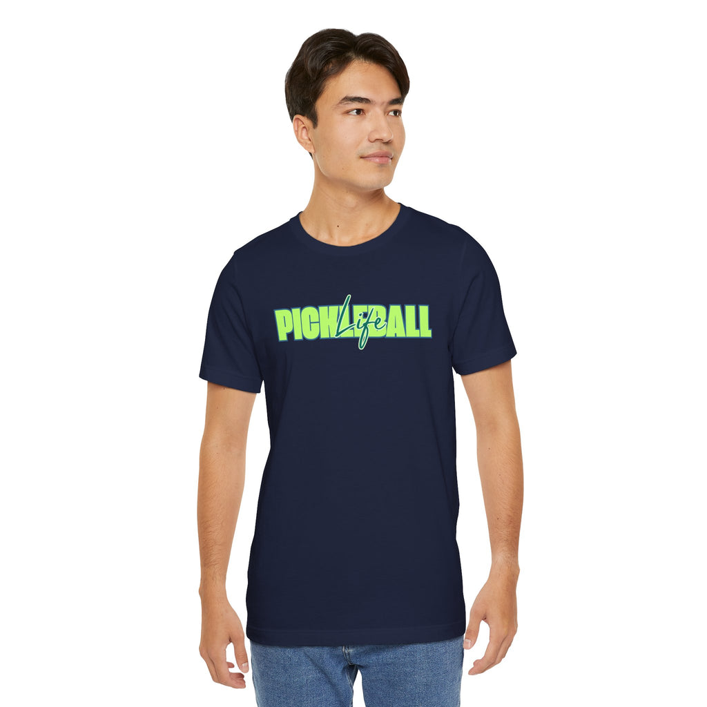 Pickleball Life Unisex T-Shirt — Bold Green & Blue Graphic Tee-PeaMac Tees