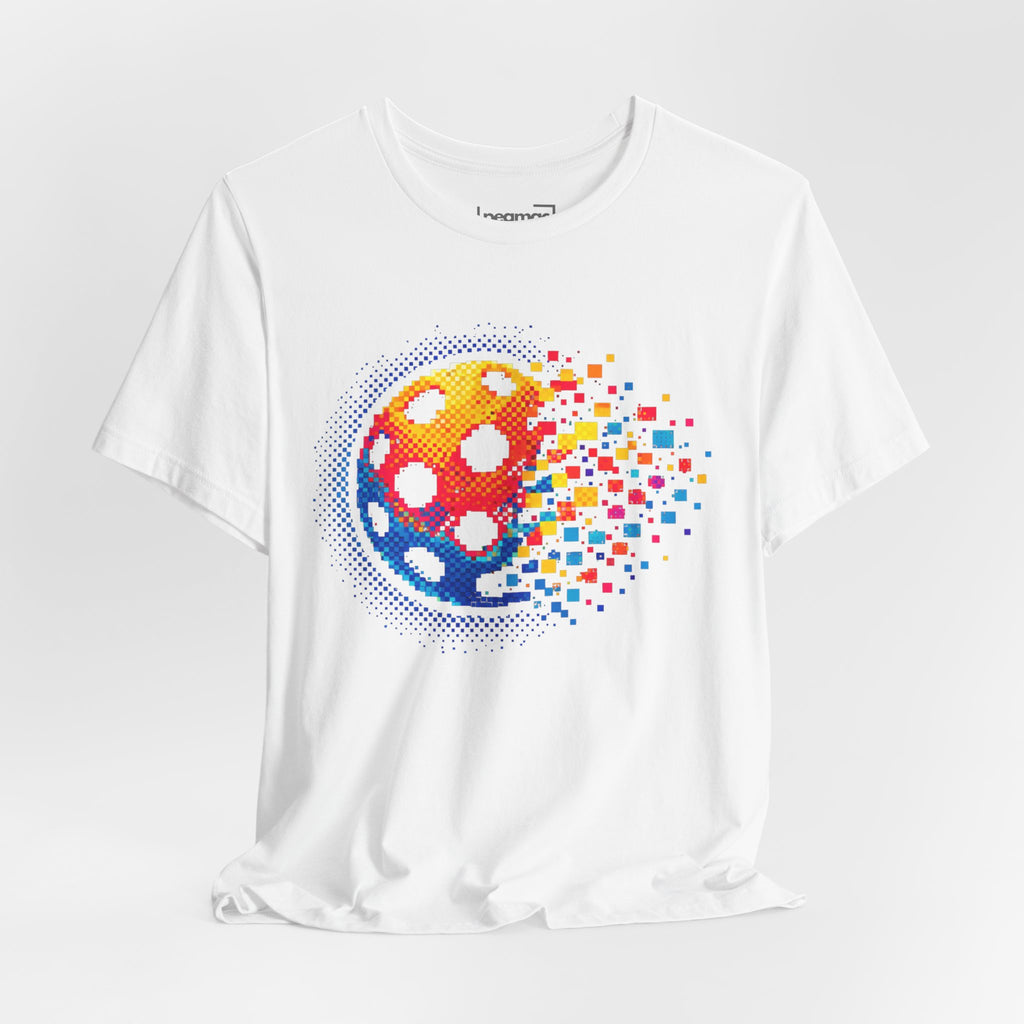 Matrix Burst Pickleball Tee by Printify showing a retro court graphic on a casual t-shirt, perfect for pickleball enthusiasts.