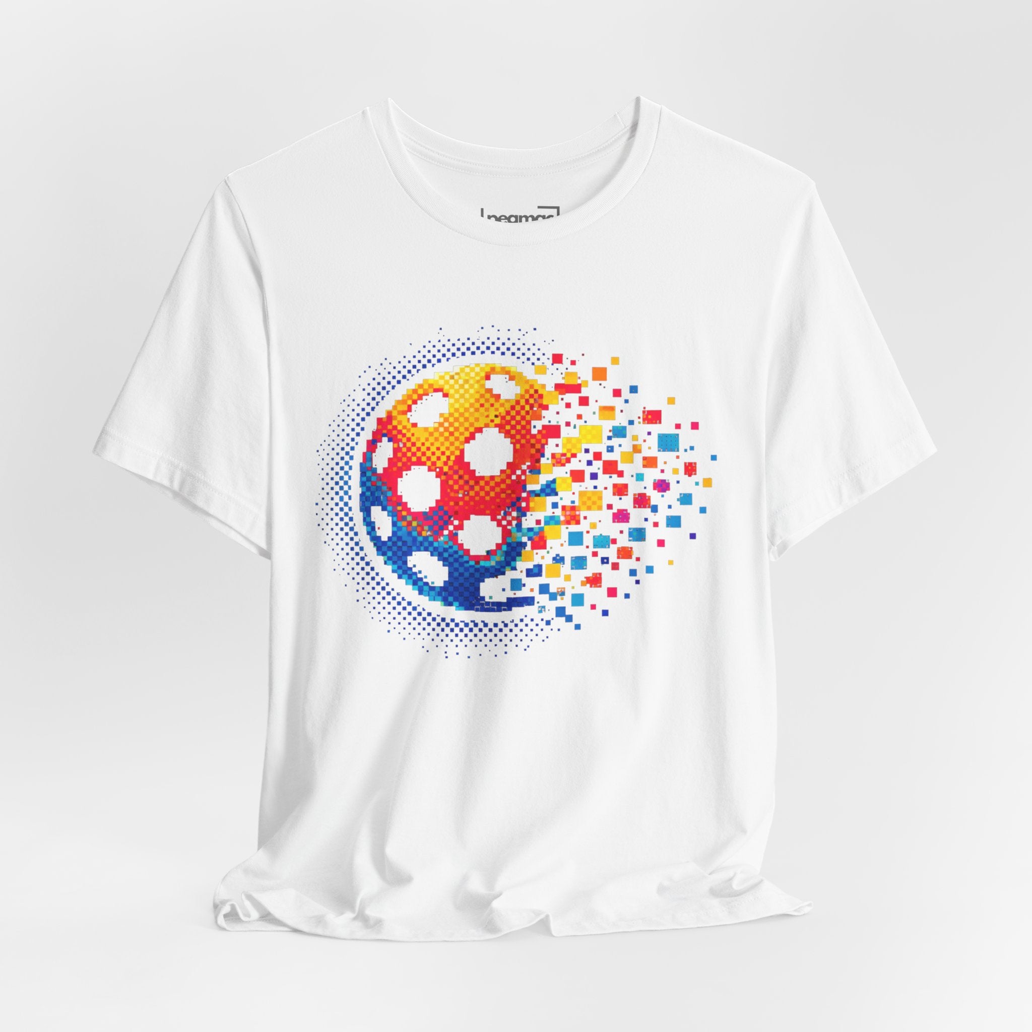 Matrix Burst Pickleball Tee by Printify showing a retro court graphic on a casual t-shirt, perfect for pickleball enthusiasts.