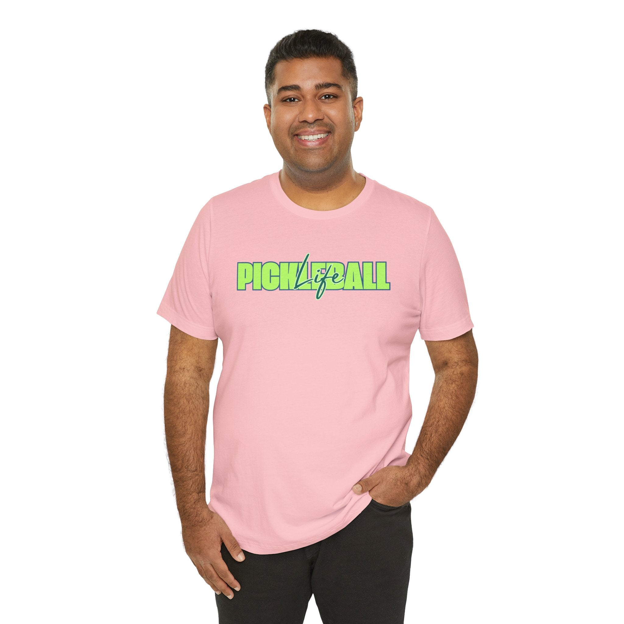 Pickleball Life Unisex T-Shirt — Bold Green & Blue Graphic Tee-PeaMac Tees