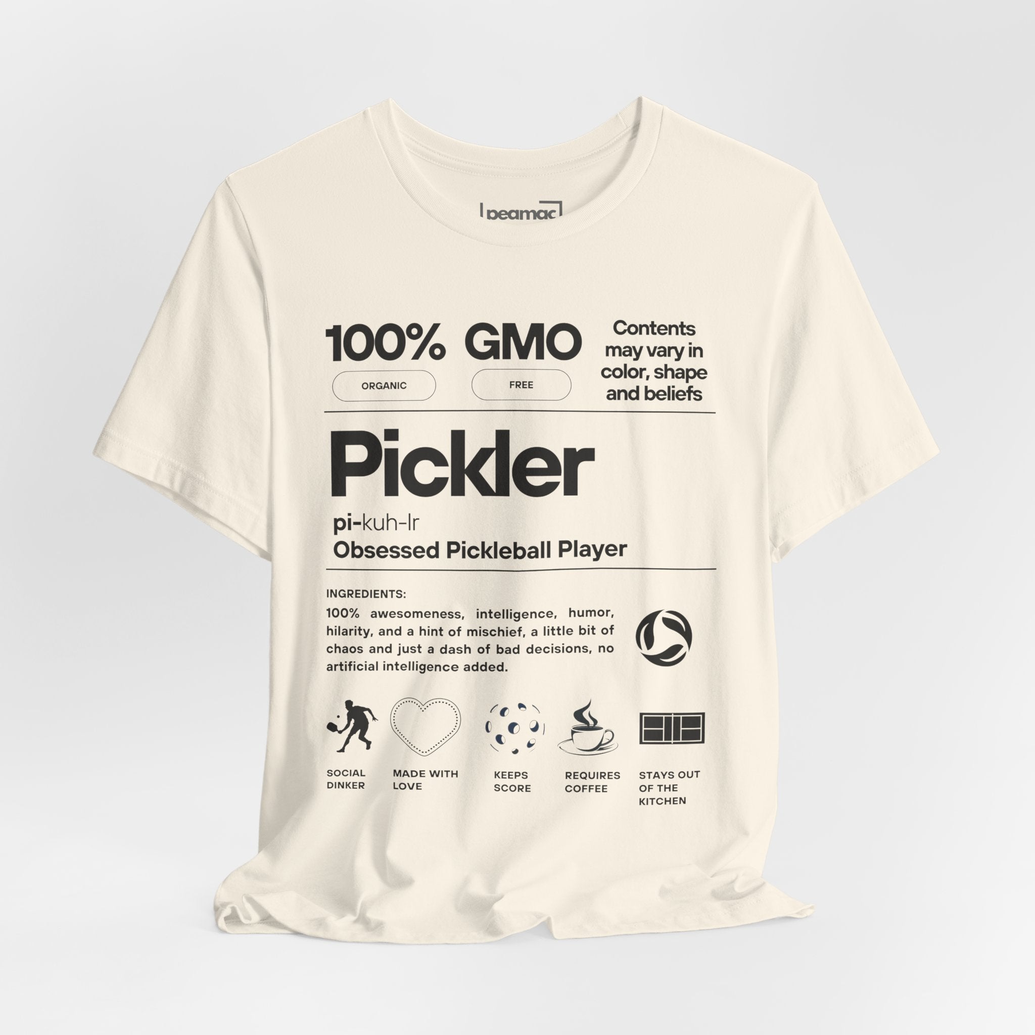 Men's black Pickler Funny Definitions T-Shirt featuring playful pickleball-themed text, lightweight activewear by Printify.