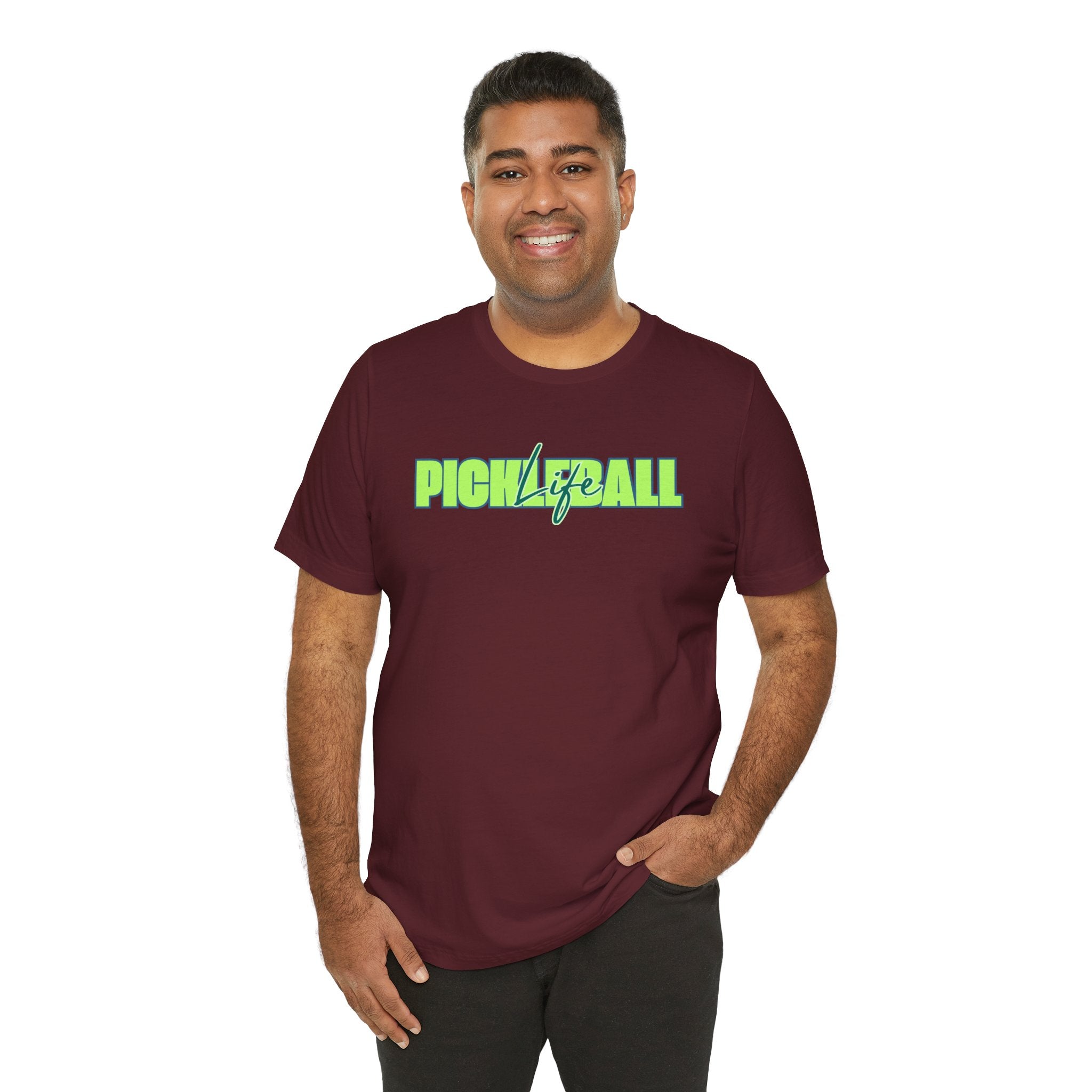 Pickleball Life Unisex T-Shirt — Bold Green & Blue Graphic Tee-PeaMac Tees