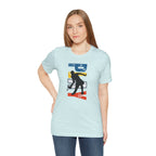 Women's retro-inspired pickleball T-shirt with vertical 'PICKLEBALL' back print, by Printify, featuring casual, stylish design.