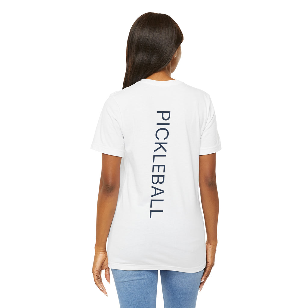 Personalized pickleball T-shirt by Printify featuring custom name and club on paddle graphic design, casual athletic wear.