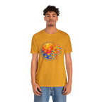 Matrix Burst Pickleball Tee featuring retro court graphic, casual T-shirt in vibrant print, ideal for pickleball enthusiasts.