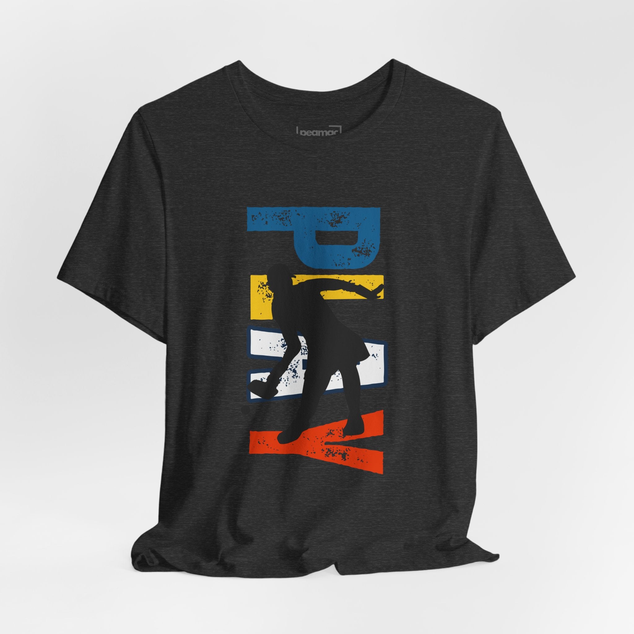 Women's retro-inspired pickleball T-shirt with vertical back print featuring the word "PICKLEBALL" in bold lettering.