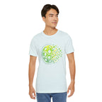 Green Matrix Burst Pickleball T-shirt with retro court graphic, comfortable unisex tee by Printify, perfect for pickleball fans.