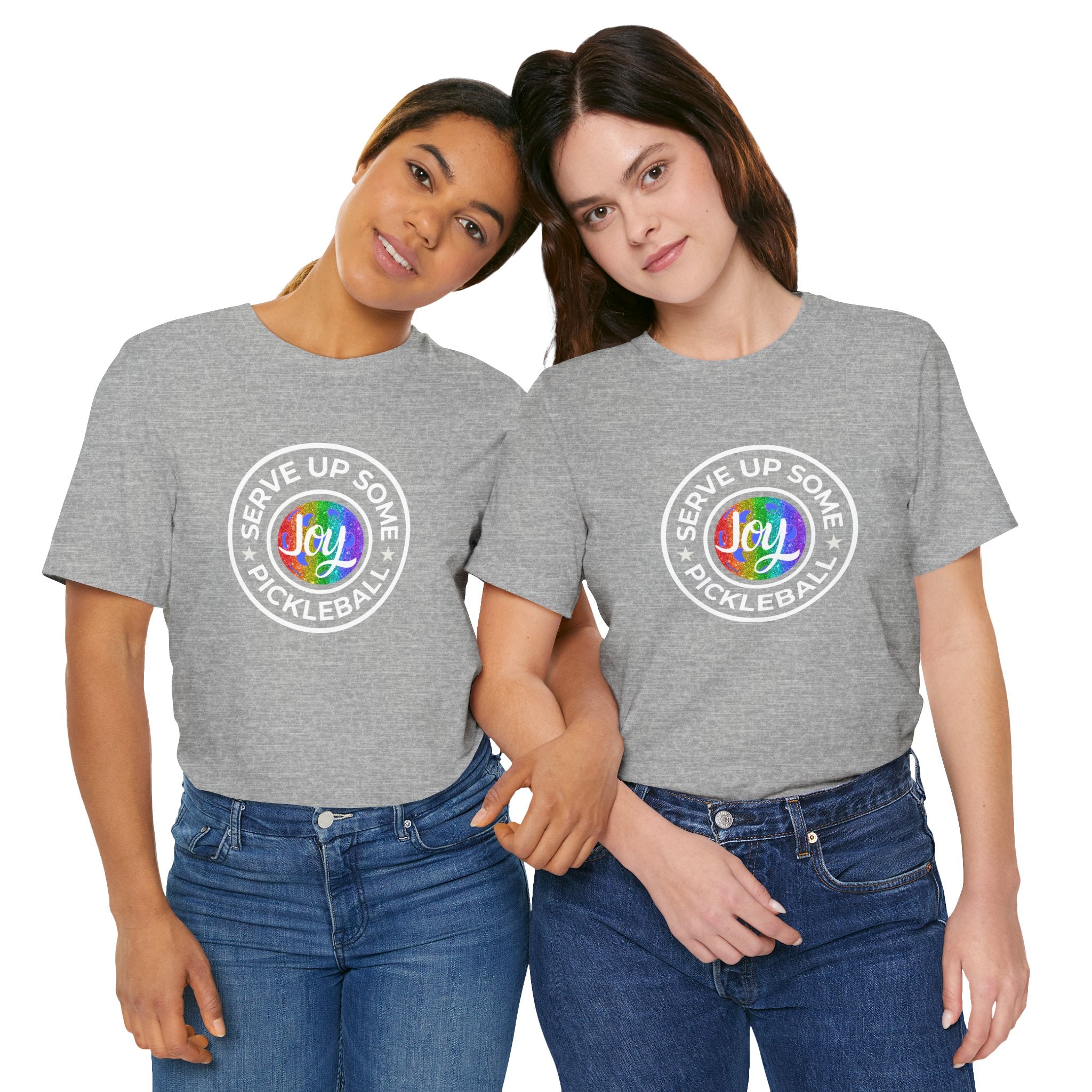LGBTQ2 pride T-shirt featuring a colorful pickleball design, casual fit, made by Printify, perfect for celebrating diversity and sport.