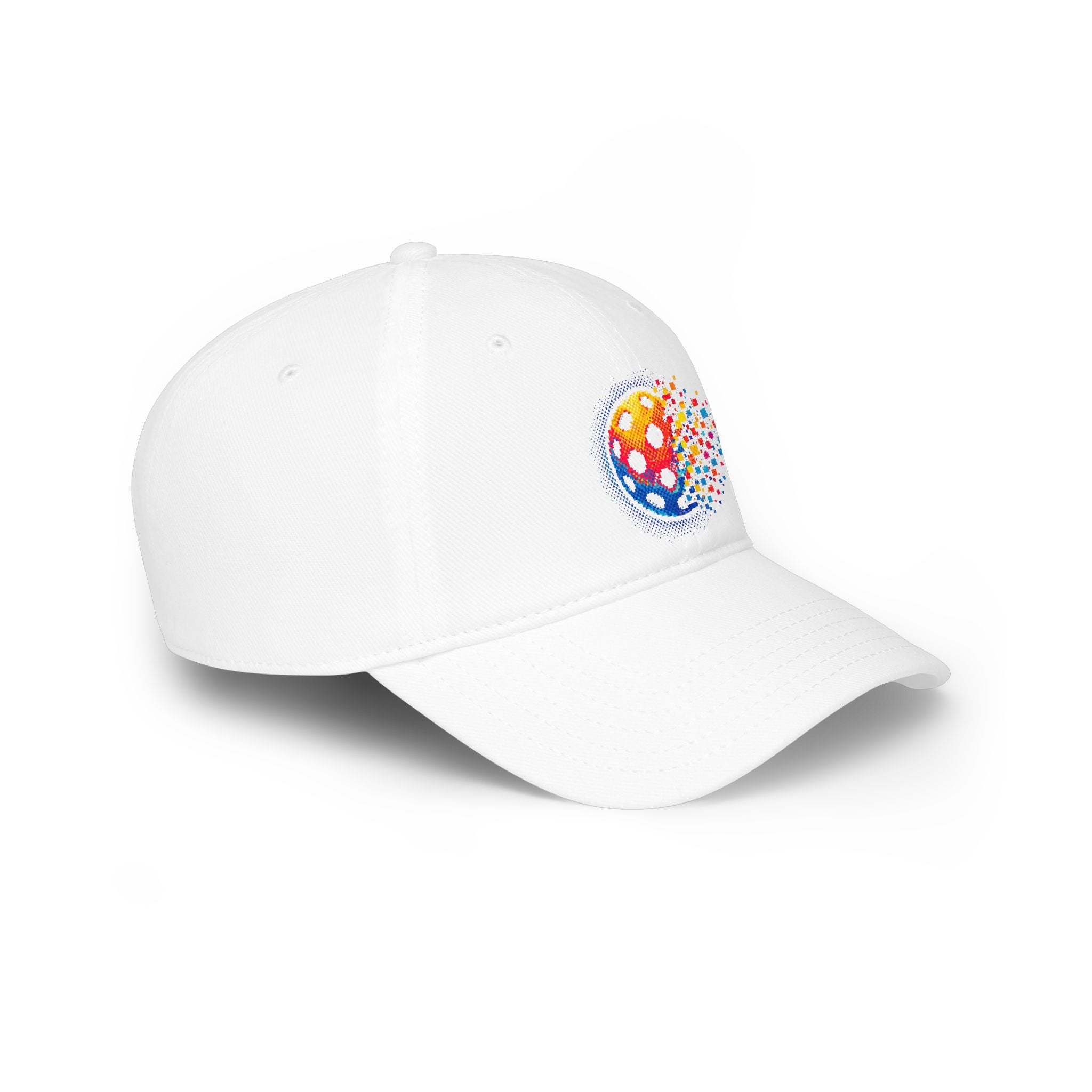 Printify Matrix Burst Pickleball Cap, low profile cotton baseball hat with colorful Burst design and curved brim.