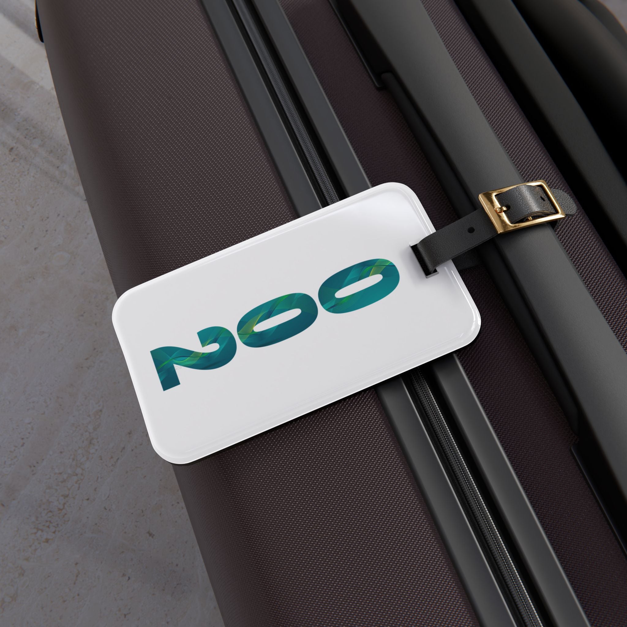 Pickleball luggage tag with Court ID design, accessory by Printify, showing a colorful, durable tag for identification travel gear.